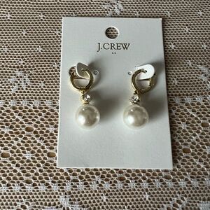 J. Crew Gold Dangle Earrings with Pearl Charm